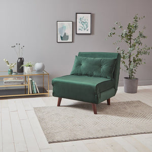 Una Green Velvet Single Sofa Bed - Laura James