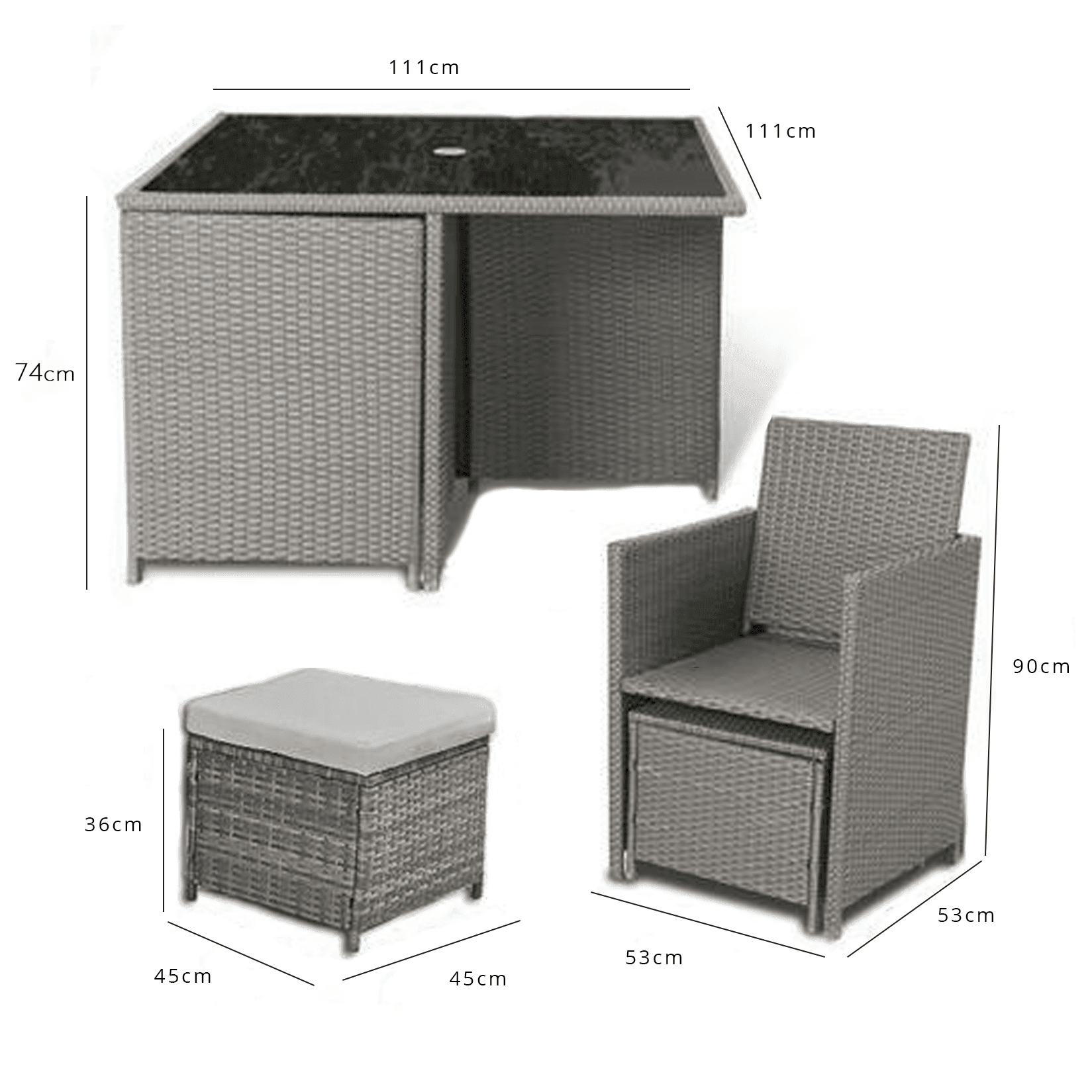 8 Seater Rattan Cube Outdoor Dining Set - Grey Weave - Laura James