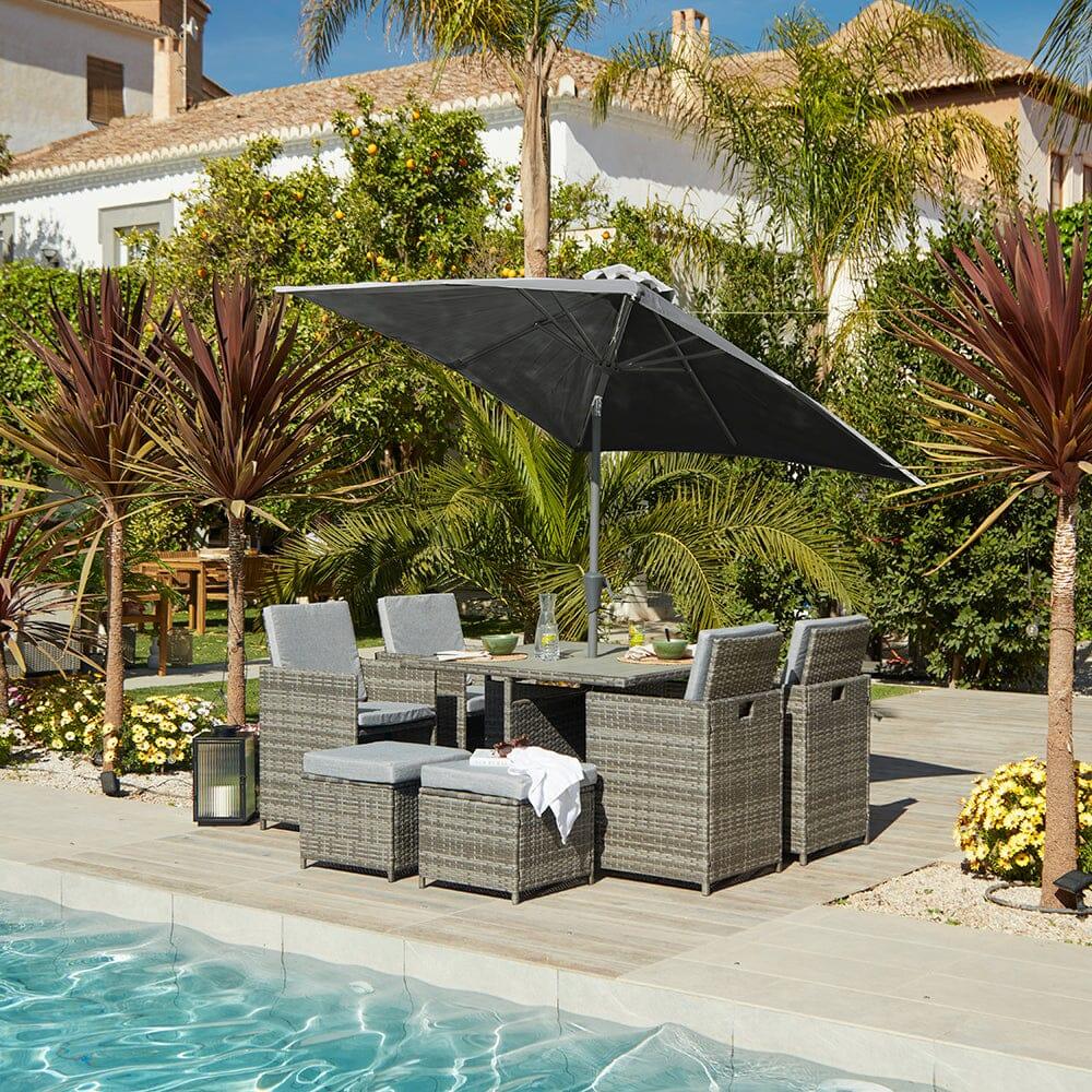8 Seater Dining Set Garden Furniture Grey Parasol Laura James