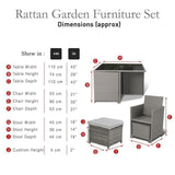8 Seater Rattan Cube Outdoor Dining Set with Parasol - Grey Weave