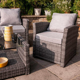 Cote garden sofa set - LED cantilever parasol - 4 seater - grey rattan