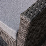 4 Seater Rattan Garden Sofa Set with Lean Over Parasol and Base - Grey Weave - Laura James