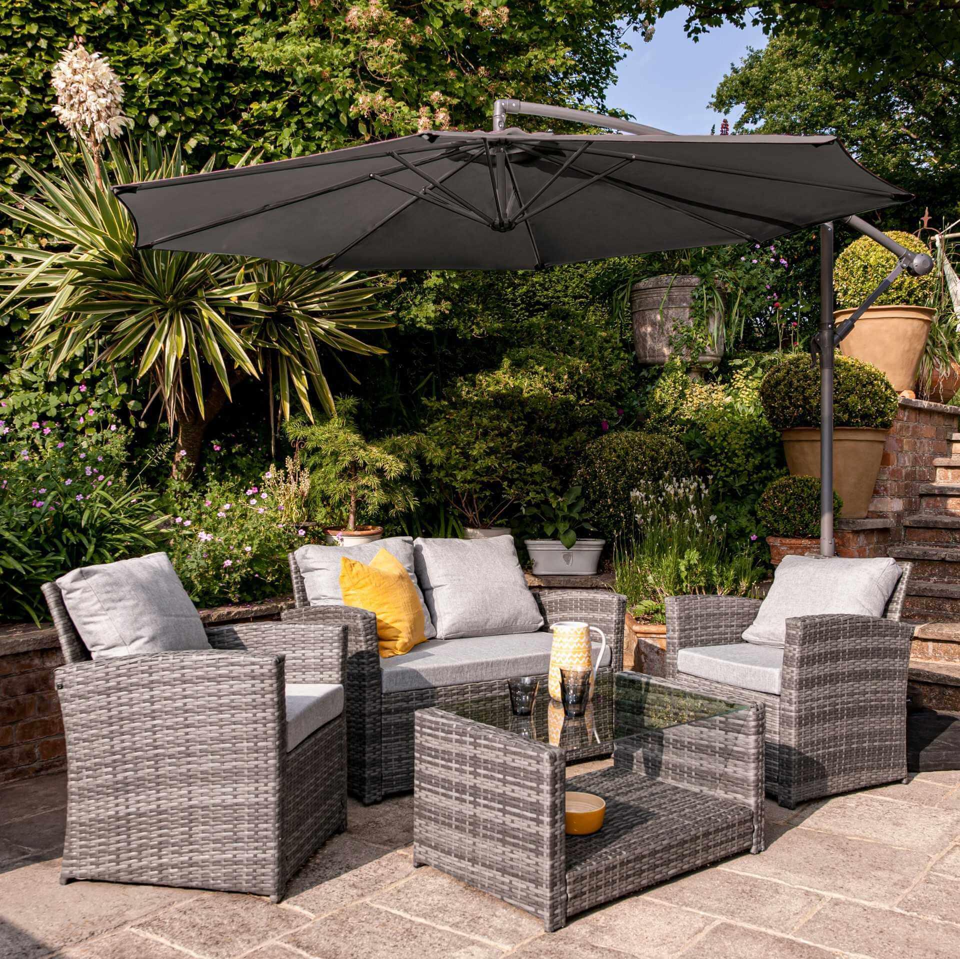 Cote 4 Seater Rattan Garden Sofa Set Lean Over Parasol Weave