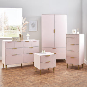 Gloria 4 piece bedroom furniture set 4 over 4 chest of drawers