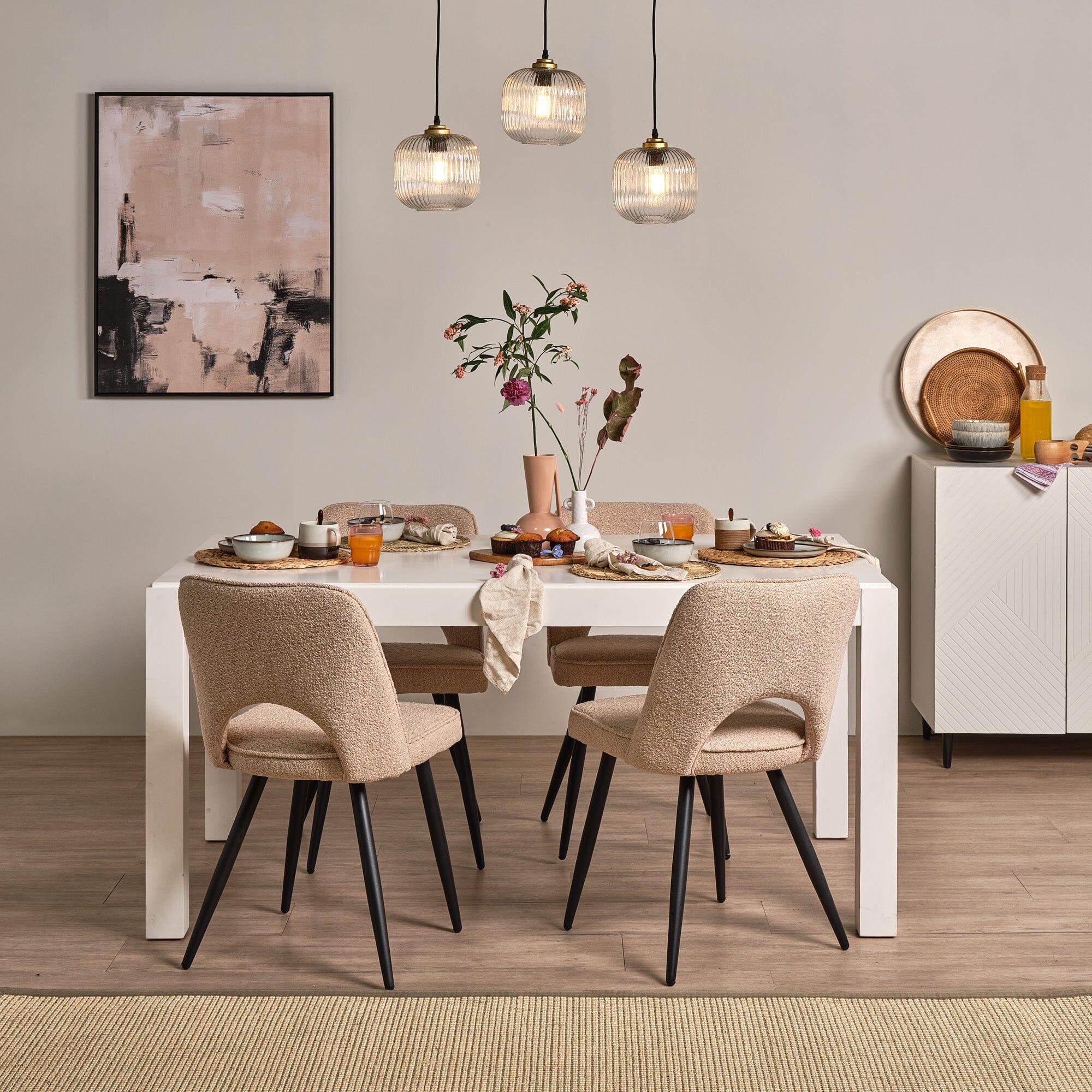 Extendable dining table white sales and wood