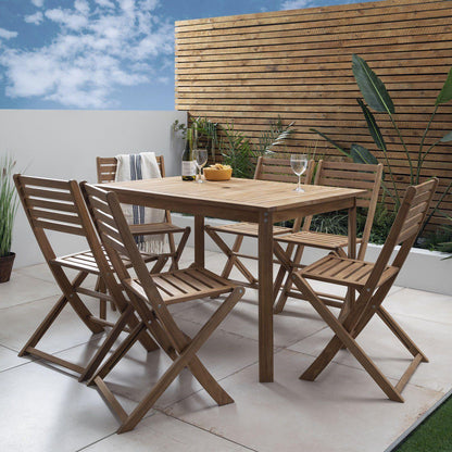 Ackley outdoor dining set – solid acacia wood – 6 seater - Laura James