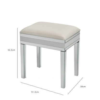 Aleanor Glass Mirrored Cushioned bedroom Stool - Laura James