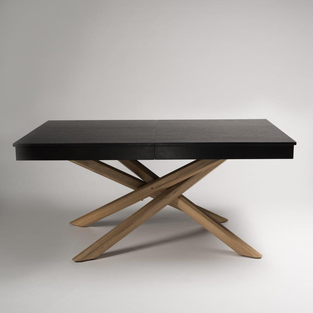 Black Wood Dining Table with Oak Legs