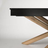 Black Wood Dining Table with Oak Legs
