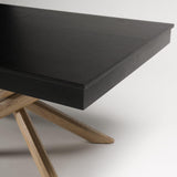 Black Wood Dining Table with Oak Legs