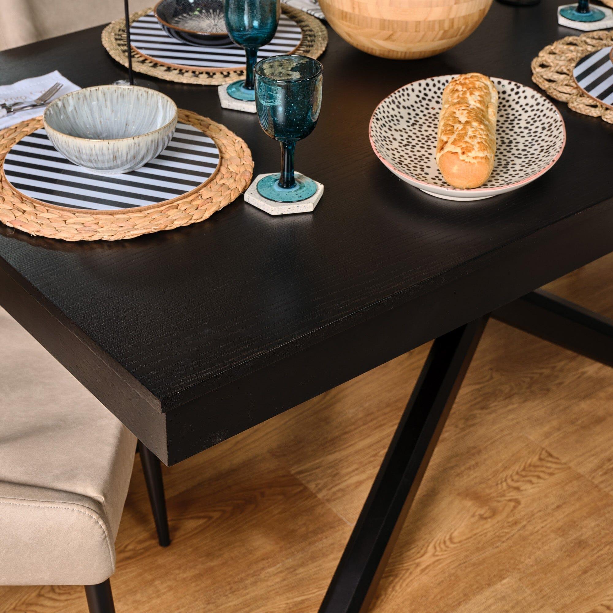 Amelia Black Wood Dining Table - Laura James