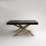 Amelia Black Oak Top Dining Table with Oak Legs - Laura James