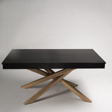 Amelia Black Oak Top Dining Table with Oak Legs - Laura James