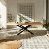 Amelia Whitewash wood extendable dining table - black legs