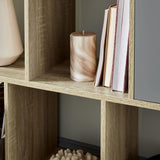 Anderson Oak Effect Mid Century Modern storage unit with grey cupboards - Laura James