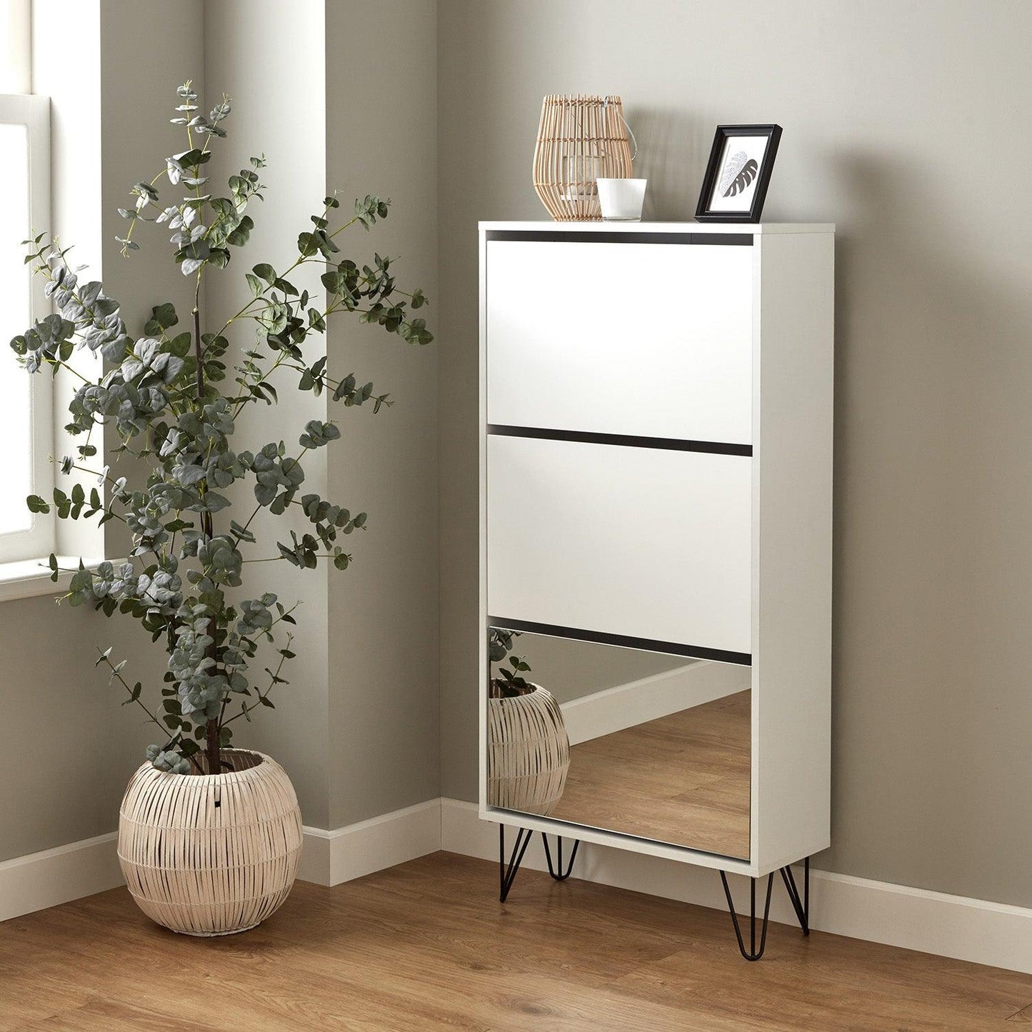 Anderson shoe cabinet - 3 door - white and white - Laura James