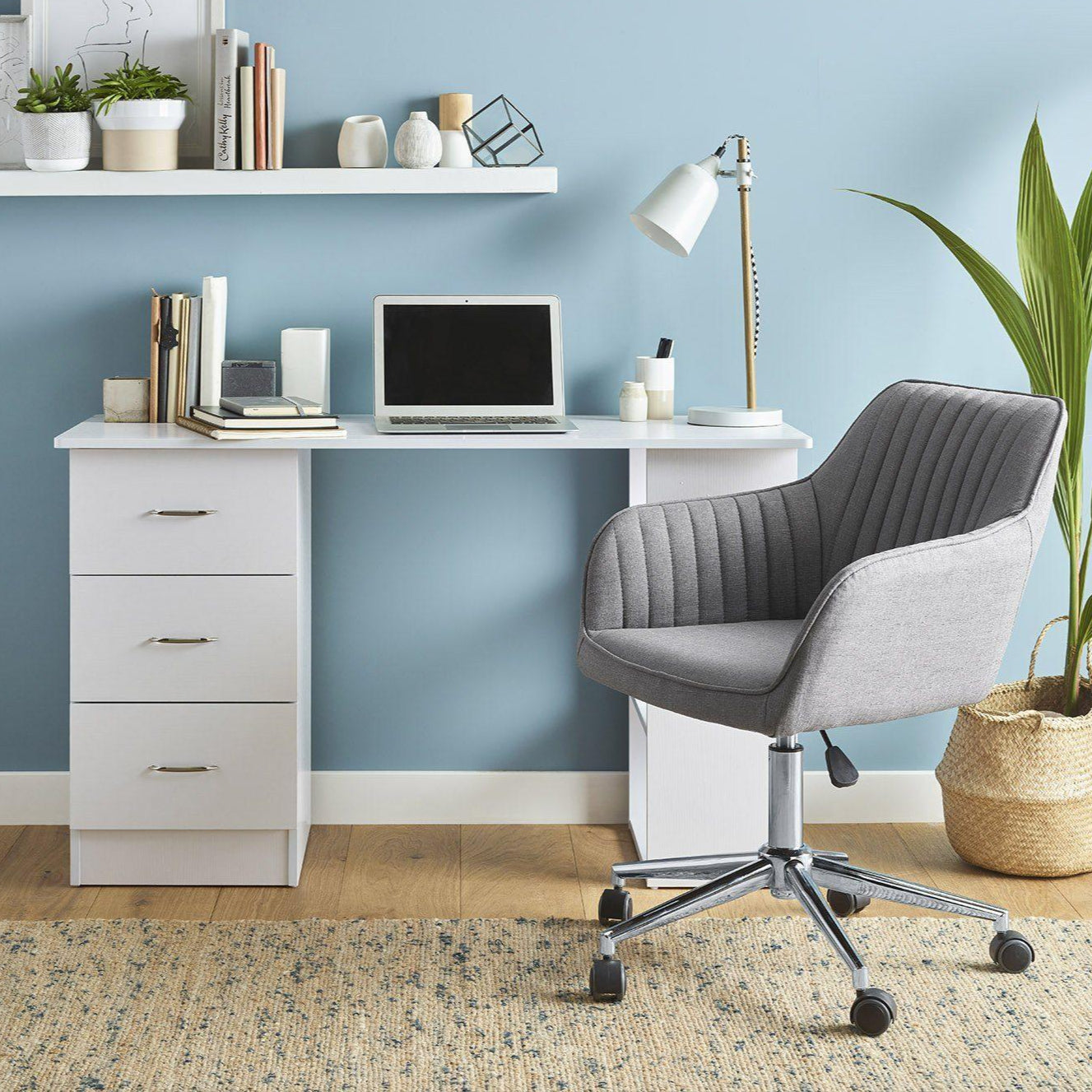 Ulab Edu Modern Gray Desk Chair Grey Fabric Grey Swivel Desk Chair