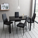Glass Dining Table Set With 4 Black Chairs Set - Laura James