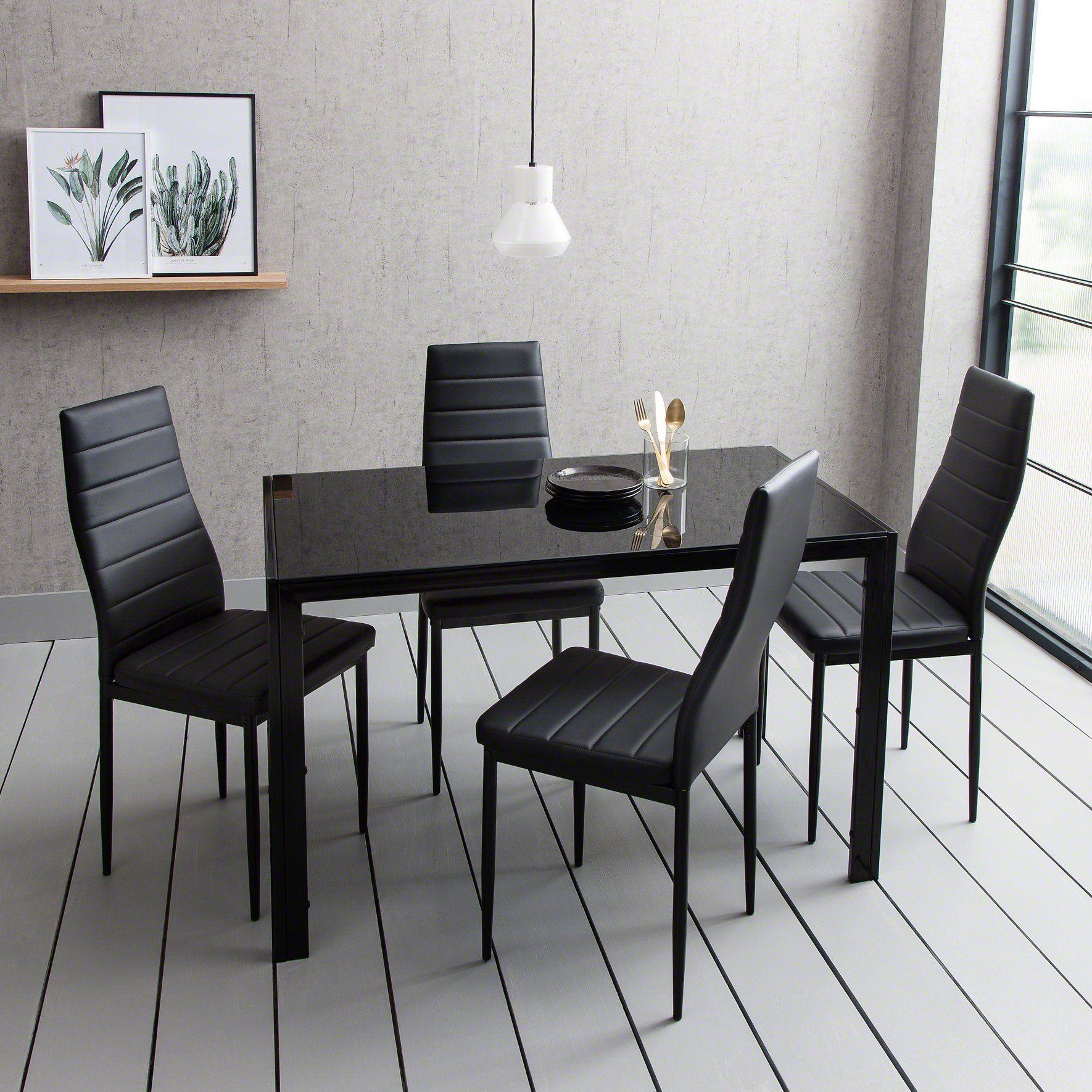 Anya Black glass dining table set with Chairs Laura James