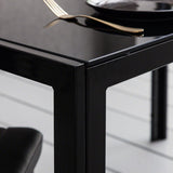 Glass Dining Table Set With 4 Black Chairs Set - Laura James
