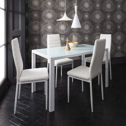 White Dining Table and Chairs - 4 Seater Set - Laura James