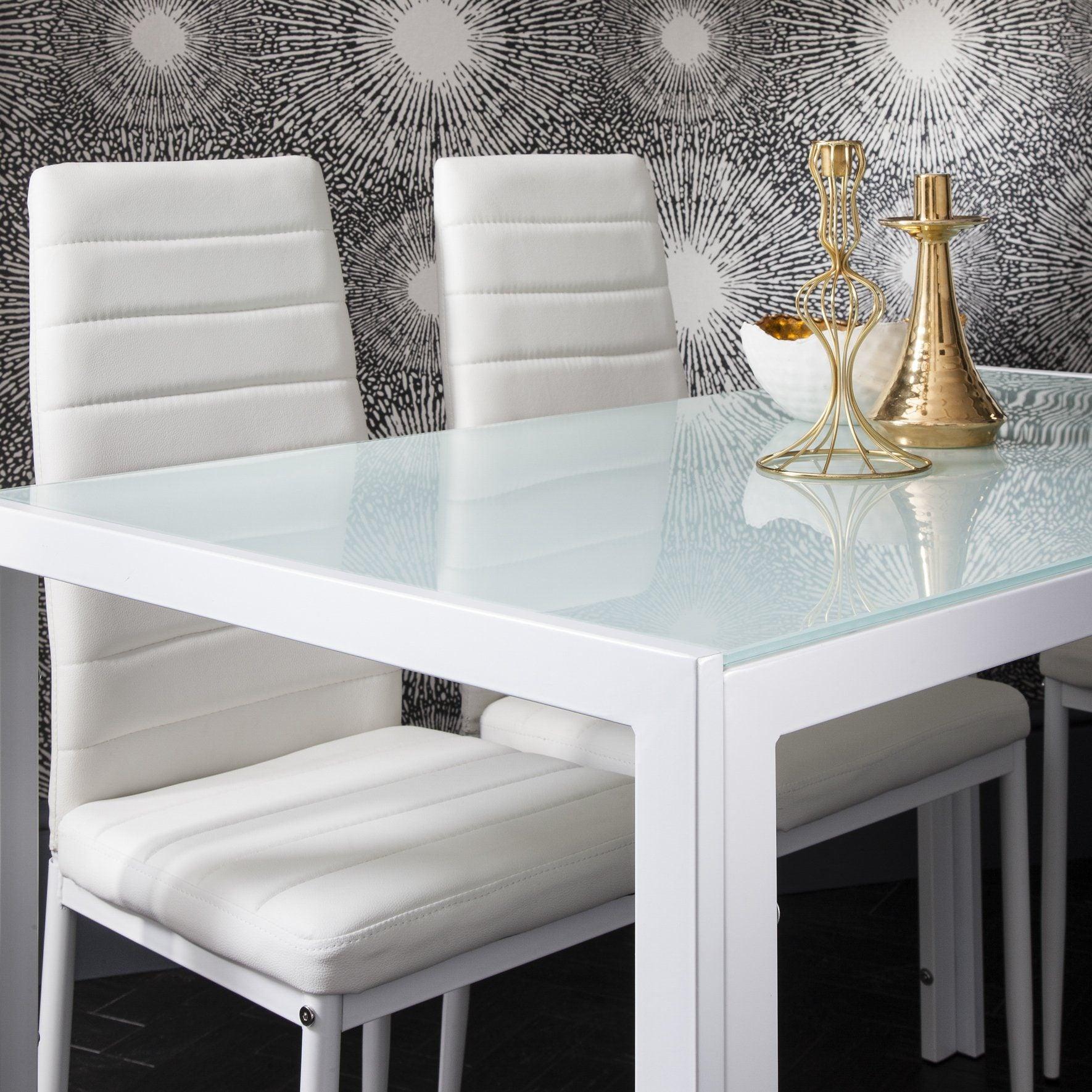 Room Table White Glass Table Set Anya Glass Dining Table Set