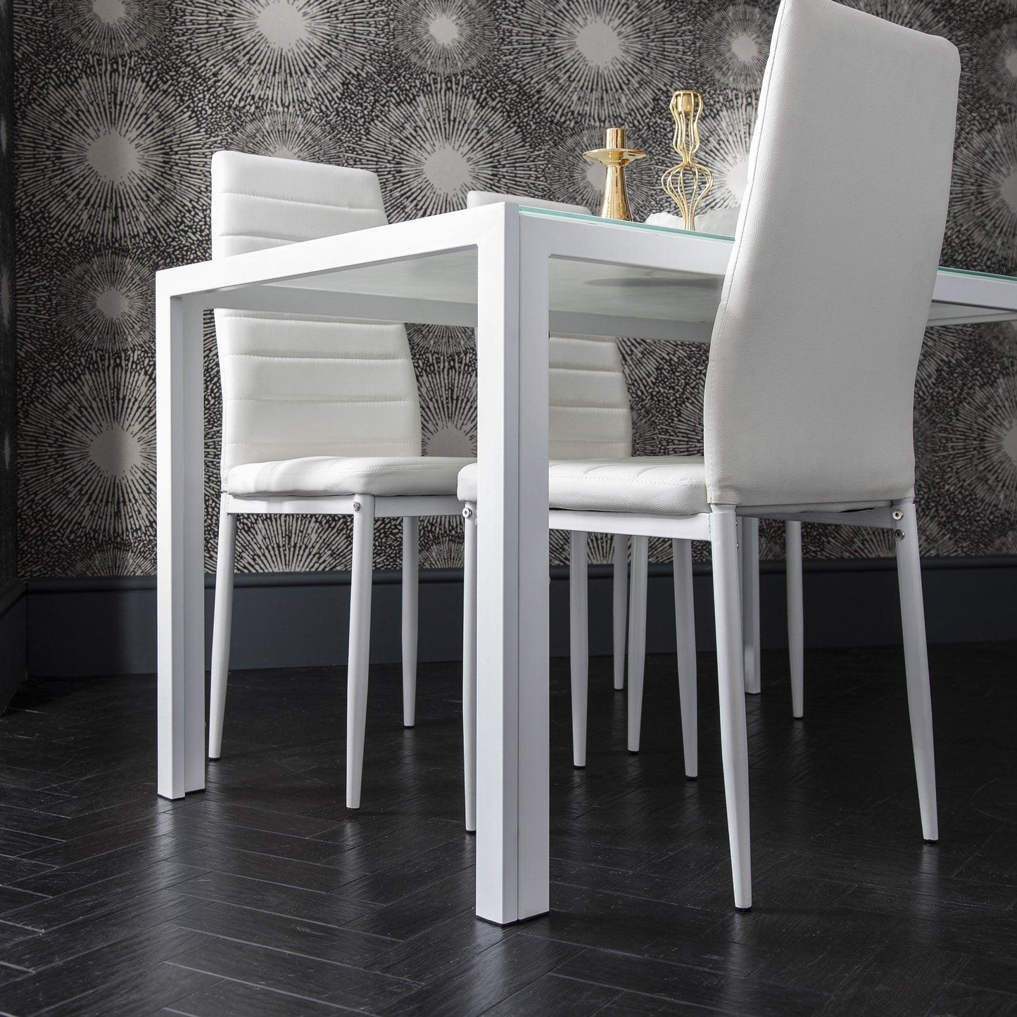 White Dining Table and Chairs - 4 Seater Set - Laura James