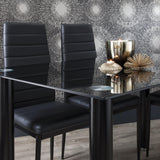 Glass Dining Table Set and Six Black Chairs Set - Laura James