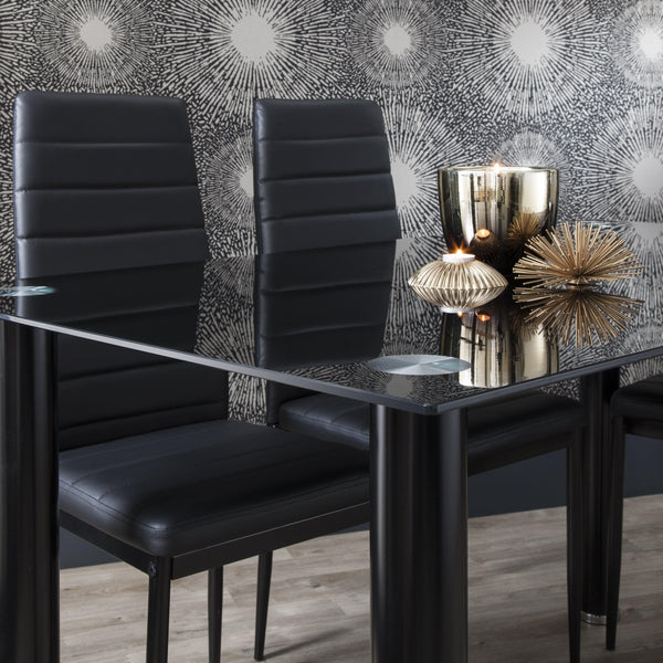 Anya Glass Dining Table Set 6 Seater Black