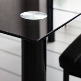 Glass Dining Table Set and 6 Black Chairs Set - Laura James
