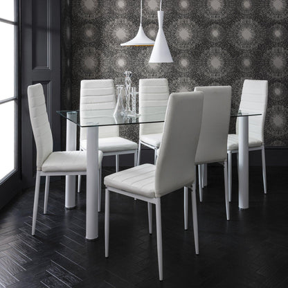 White Dining Table and Chairs - 6 Seater Set - Laura James