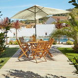 Ashby 6 Seater Wooden Dining Set and Premium LED Cream Parasol - 150cm - Laura James