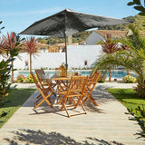 Ashby 6 Seater Wooden Dining Set and Premium LED Grey Parasol - 150cm - Laura James