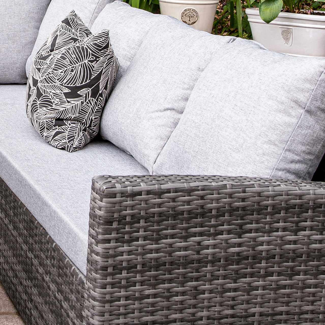 Aston Grey Rattan Corner Sofa Set Cream LED Cantilever Parasol