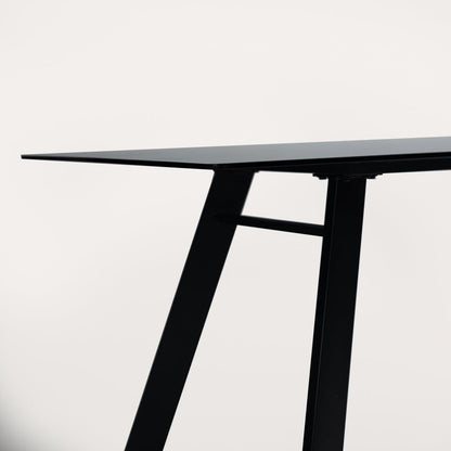 Atlas Smoked Glass dining table - with metal legs - Laura James