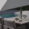 8 Seater Rattan Cube Outdoor Dining Set with Grey Parasol - Grey Weave Polywood Top