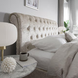 Double Crushed Velvet Sleigh Bed Frame - Champagne - Laura James