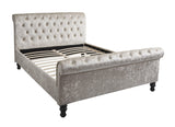 Double Crushed Velvet Sleigh Bed Frame - Champagne - Laura James