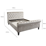 Double Crushed Velvet Sleigh Bed Frame - Champagne - Laura James