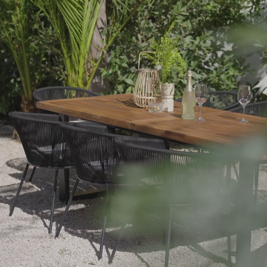 Hali 6 Seater Steel Acacia Top Dining Table 175cm Laura James