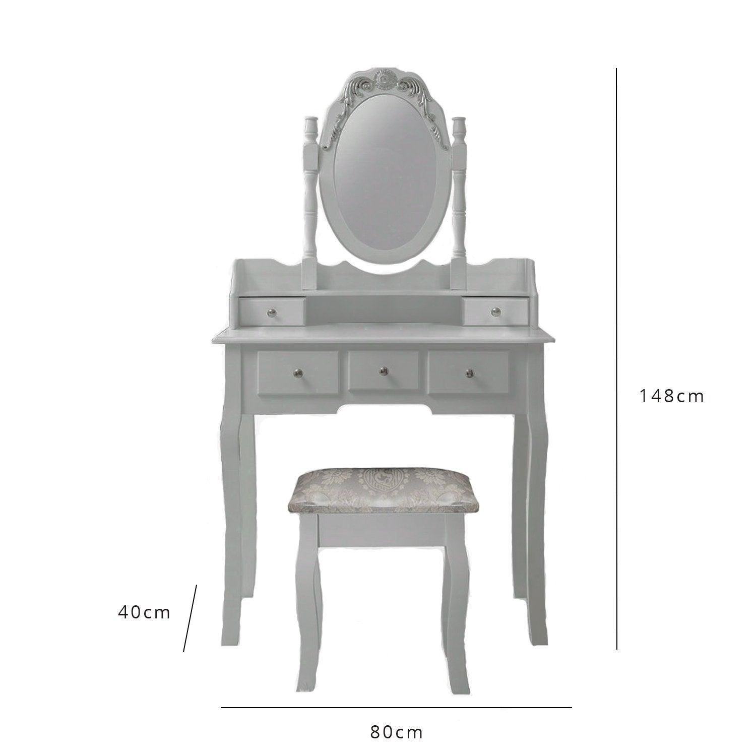 Capri Grey Dressing Table, Stool & Mirror Set Laura James