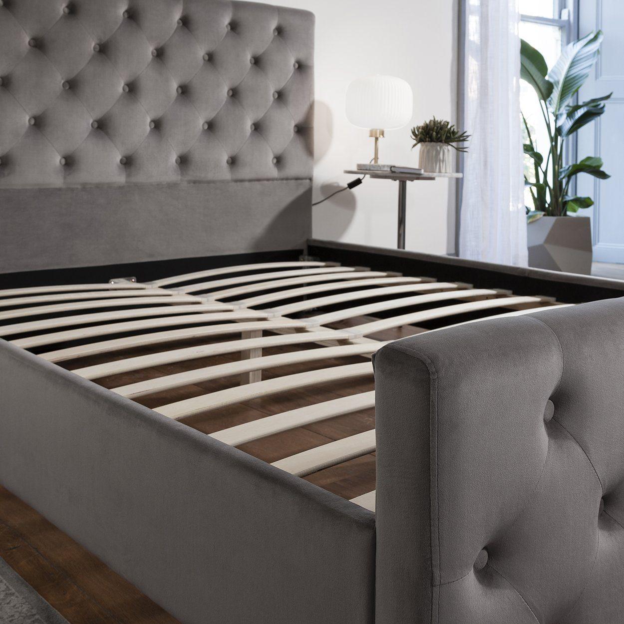 King Size Grey Fabric Bed Frame - Laura James