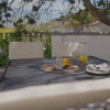 8 Seater Rattan Cube Outdoor Dining Set with Premium LED Cream Parasol - Black Weave Polywood Top - Laura James
