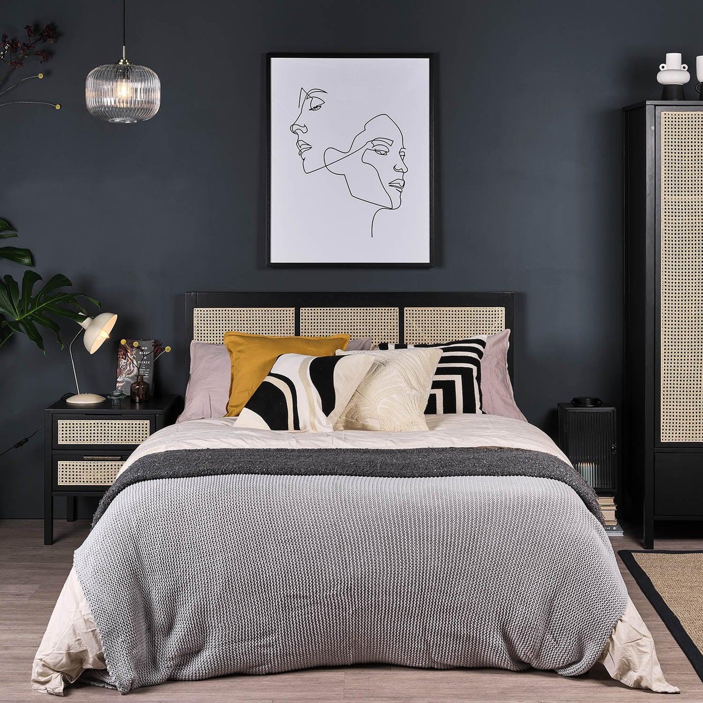 Charlie double bed frame and mattress set - Black - Laura James