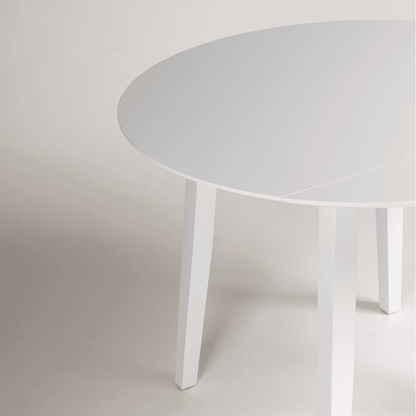 Charlie White Round dining table - with drop leaf