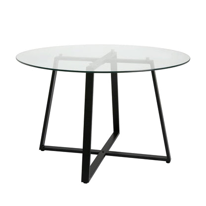 Glass Top Dining Table with Black Frame