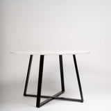 Clara Marble Top Round Dining Table with Black Legs
