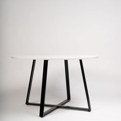 Clara Marble Top Round Dining Table with Black Legs