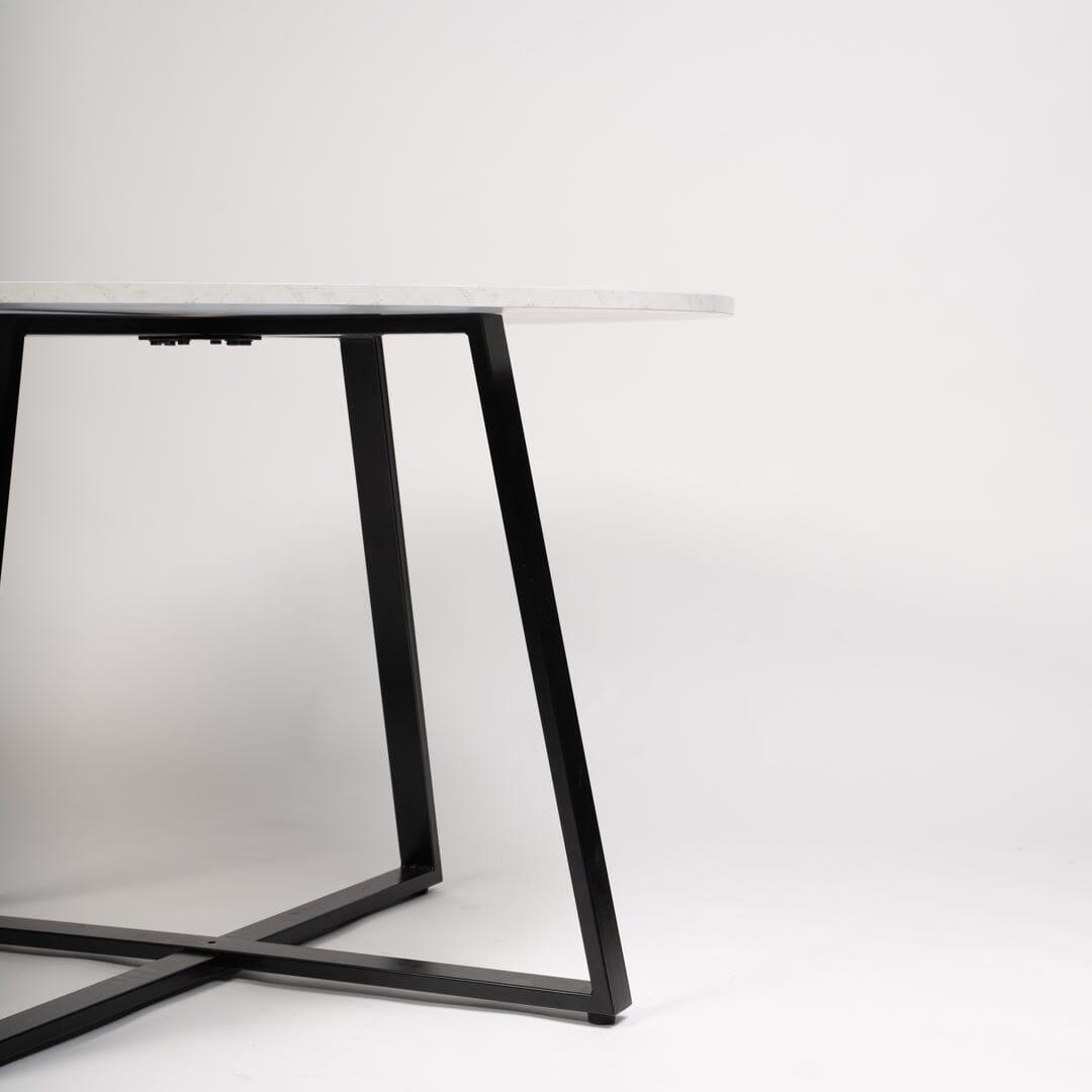 OUTLET - Clara Marble Effect Round Dining Table - Black Frame – Laura James