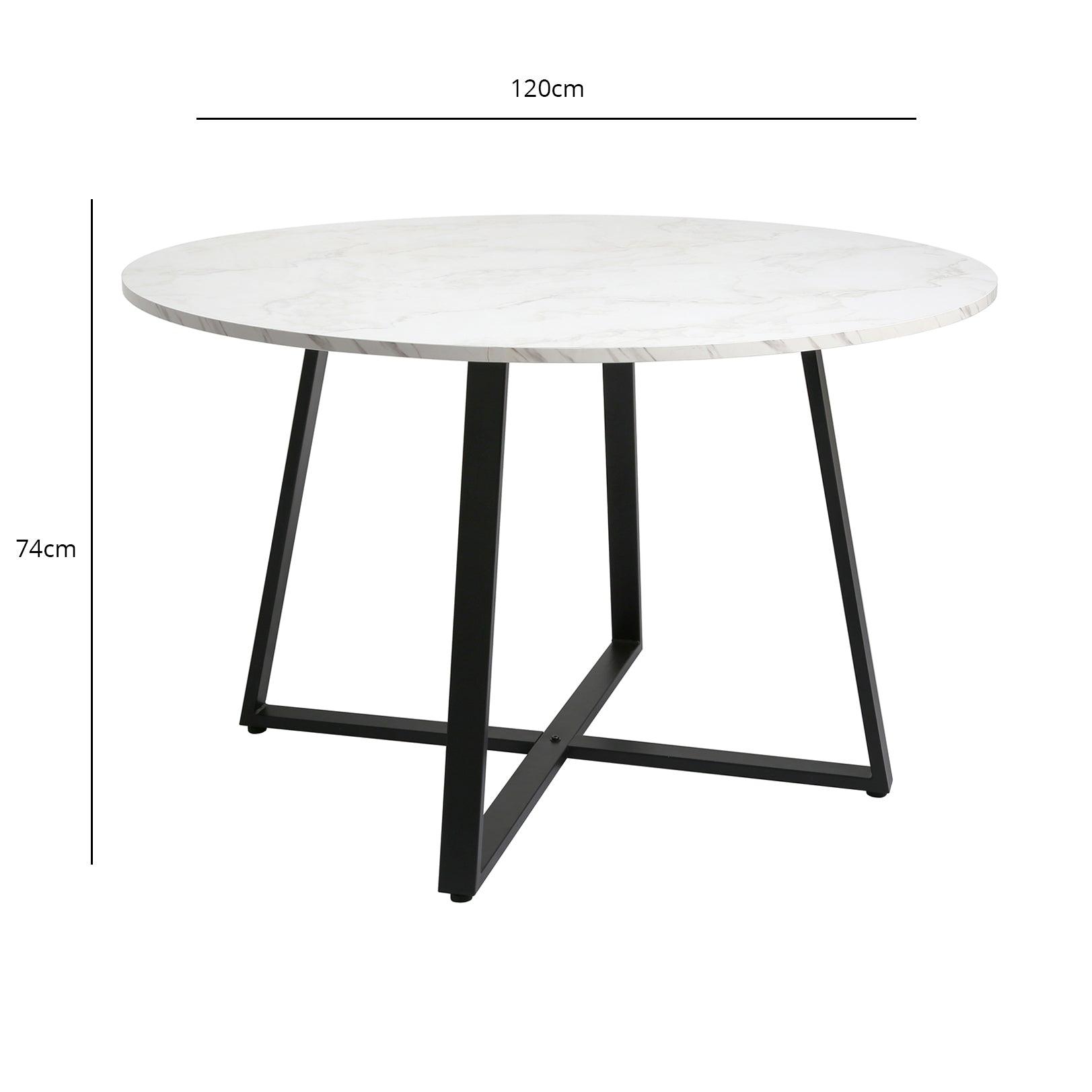 Clara Marble Effect round dining table - with black frame - Laura James
